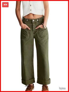 High Waisted Straight Leg Baggy Boyfriend Jeans Cargo Pants Trendy Y2K Denim